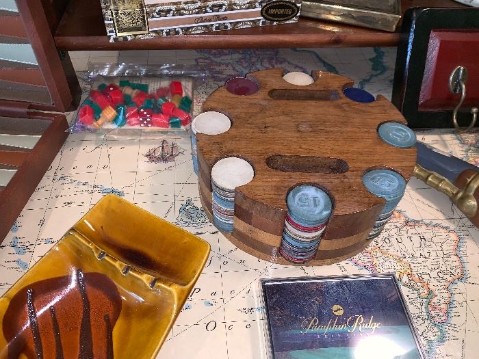 Vintage Poker Chips and rack