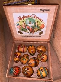 Cigar box and wooden eggs