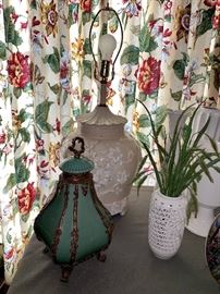 Lamp, vase and decorative jar