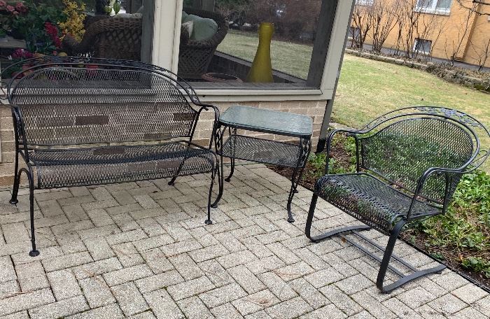 Wrought Iron bench and chair