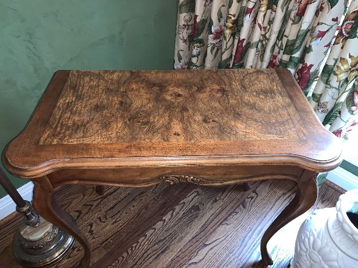 top view - Card table with folding and swivel top to create a half table