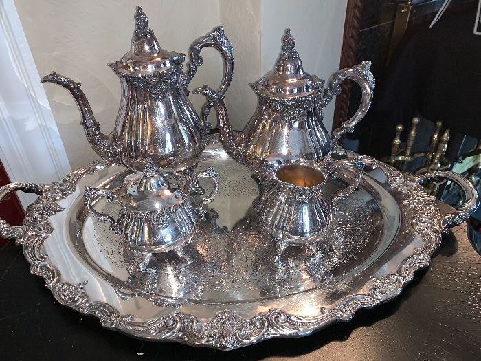 Vintage Silver Plated Tea Pot and Coffee set and Tray
