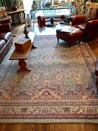 Large Oriental carpet, Leather side chair w/ottoman