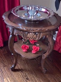 Outstanding antique hand carved side table