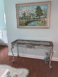Solid, beautiful Wrought Iron and glass, Foyer/Sofa table