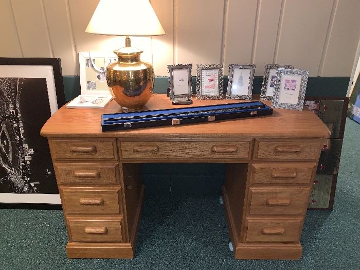 Oak desk-Staged items