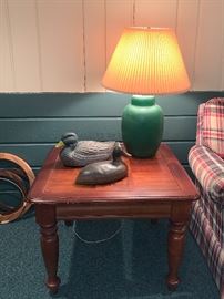 Wooden, signed decoy ducks