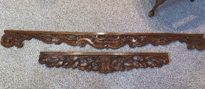 Decorative wood carved wall shelves