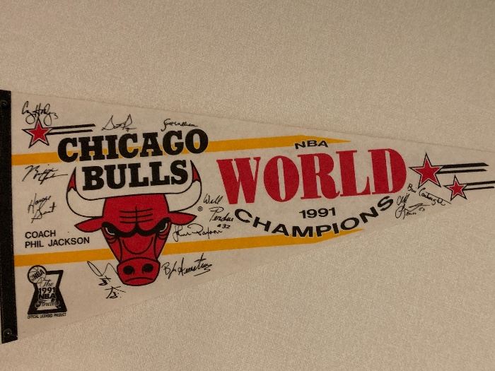 1991 Chicago Bulls NBA World Champs Pennant