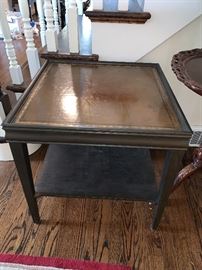 Vintage leather top end table