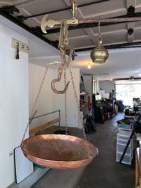 Wonderful vintage hanging scale w/copper bowl