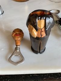 Vintage wooden waiter bottle opener
