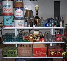 Porcelain store display, bottle collection, advertising tins, etc....