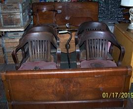 Full size bed, wood office chairs