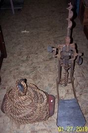 Barn beam drill and old ship's painters seat