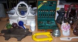 Silverware, small dresser top cabinet, etc...