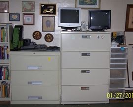 Metal office file cabinets, computer items