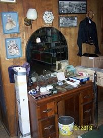 Vanity, Victorian top, left handed golf club set, etc...