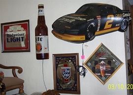 Breweriana including Pool ball table light, mirrors, etc...