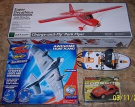RC planes, boat and car