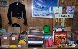 Record collection (45's, 33's and Edison discs), 1960's record holders, etc...