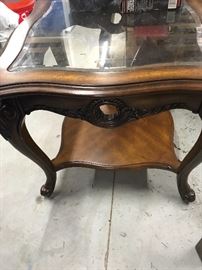 wood table with glass top 