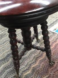 Antique Walnut Piano Stool with CLaw and Ball Feet 