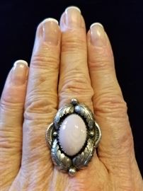 Navajo silver &  pink shell jewelry