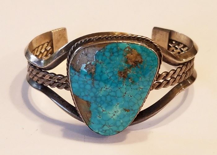 Turquoise & silver Navajo cuff bracelet