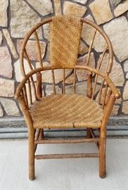 OLD HICKORY curved back arm chair from the historic Leeks Lodge in Jackson, Wyoming.
