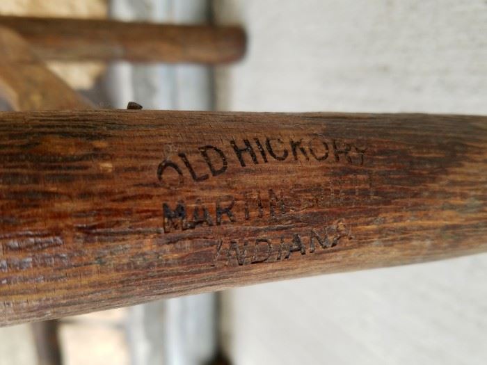Company trademark on the OLD HICKORY arm chair from the historic Leeks Lodge in Jackson, Wyoming.