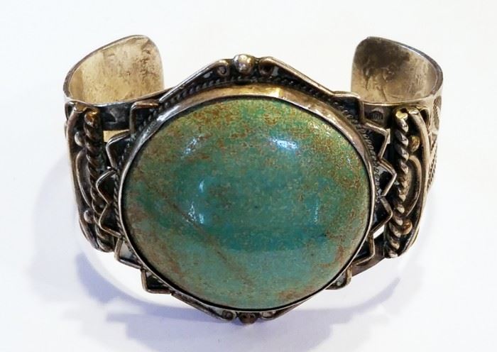 Silver & turquoise Navajo cuff bracelet