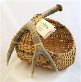 Hand made basket with antlers by Diane Witcher, Jackson Hole, Wyoming
