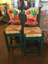 Hand carved and hand painted Bar Stools