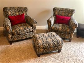 comfy upholstered side chairs and ottoman