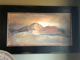 Languid nude laying on her side facing away from artist -- or maybe someone who fainted from too much excitement. Perspective is everything