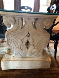 This table base is sculpted in the form of a GRIFFIN, the mythological creature symbolizing COURAGE and BOLDNESS! You need this in your home!
