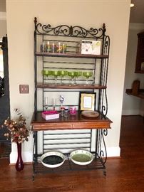 Baker's rack full of fun things! Margarita glasses!