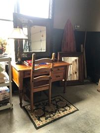 Lovely oak desk and chair (and more mirrors!)