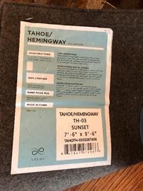 Tahoe/Hemingway SUNSET area rug 7.5 X 9.5! Earnest Hemingway breathed Cuban cigar smoke all over it (probably)