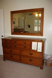 Dresser and mirror that goes with the bed in the master bedroom.  From the 1950's. Excellent condition.