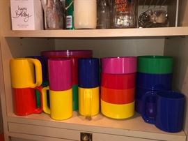 Colorful Heller plates, mugs & serving pieces