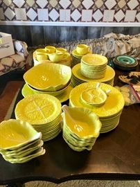 Set of Portugal yellow dishes, service for 12