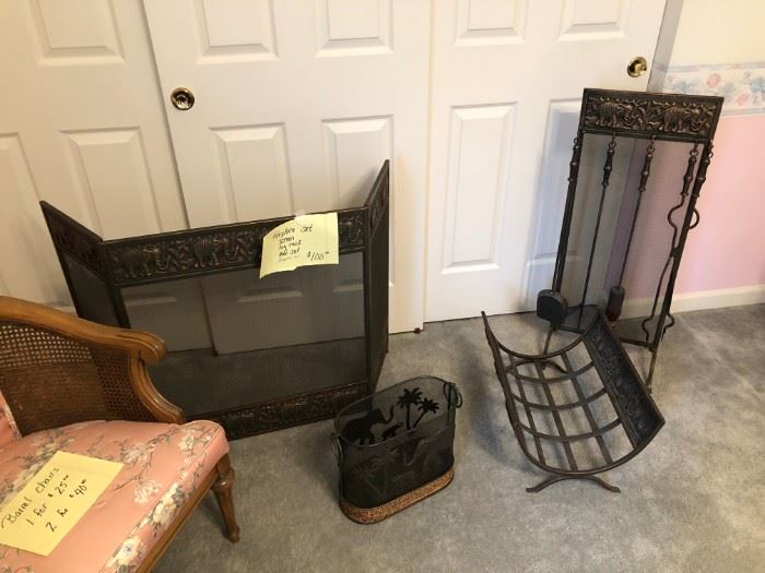 Fireplace screen and accessory set