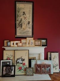 variety of pictures and wall hangings