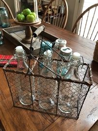 Metslbasket with clear bottles. Ready for your summer pepper sauce