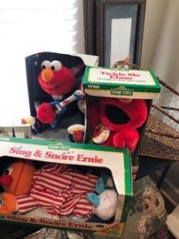 Three collectibles Sesame Street characters. New in box from when they were first produced