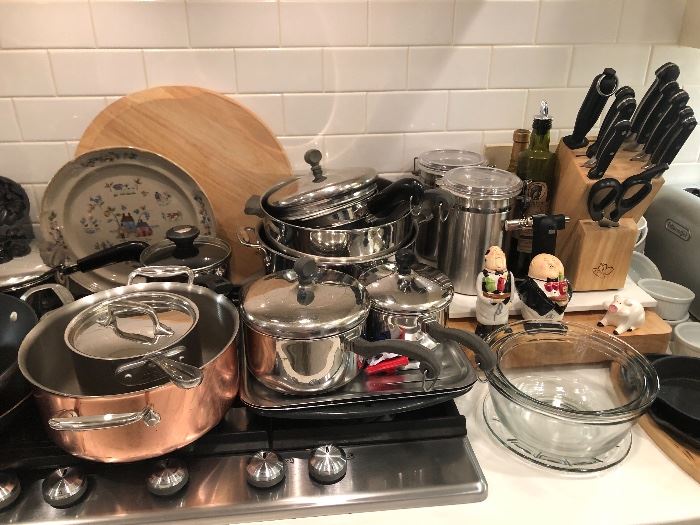 The copper boiler sits next to All-clad pieces and some Paul Reviere pans