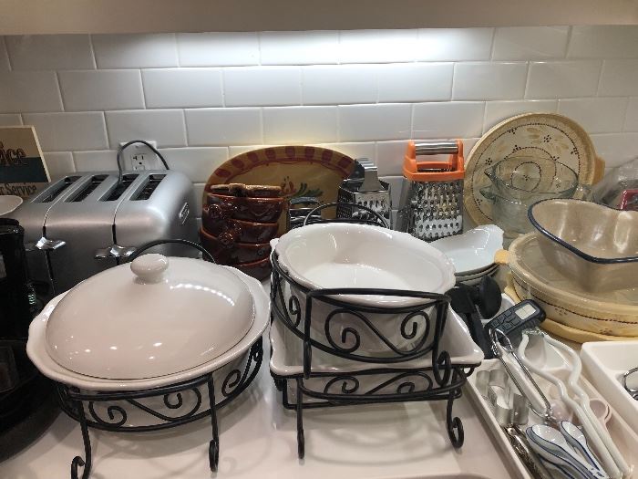 Three white casseroles ready for the party
