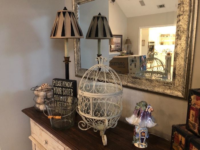 Ornate iron birdcage. Vintage